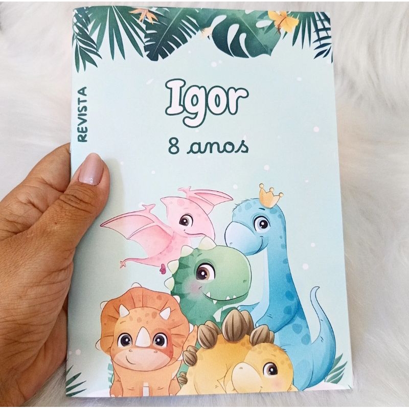 Revistinha de colorir aniversário/ Festa infantil Livrinho de colorir Personalizado,lembrancinha/aniversário/Dinossauros