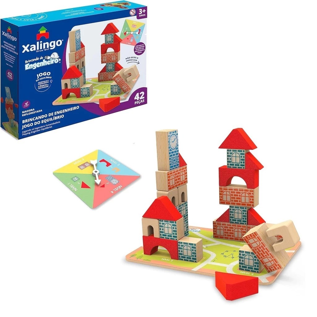 Torre Maluca Brinquedo de Equilíbrio Xalingo Infantil Jogo Educativo para Crianças