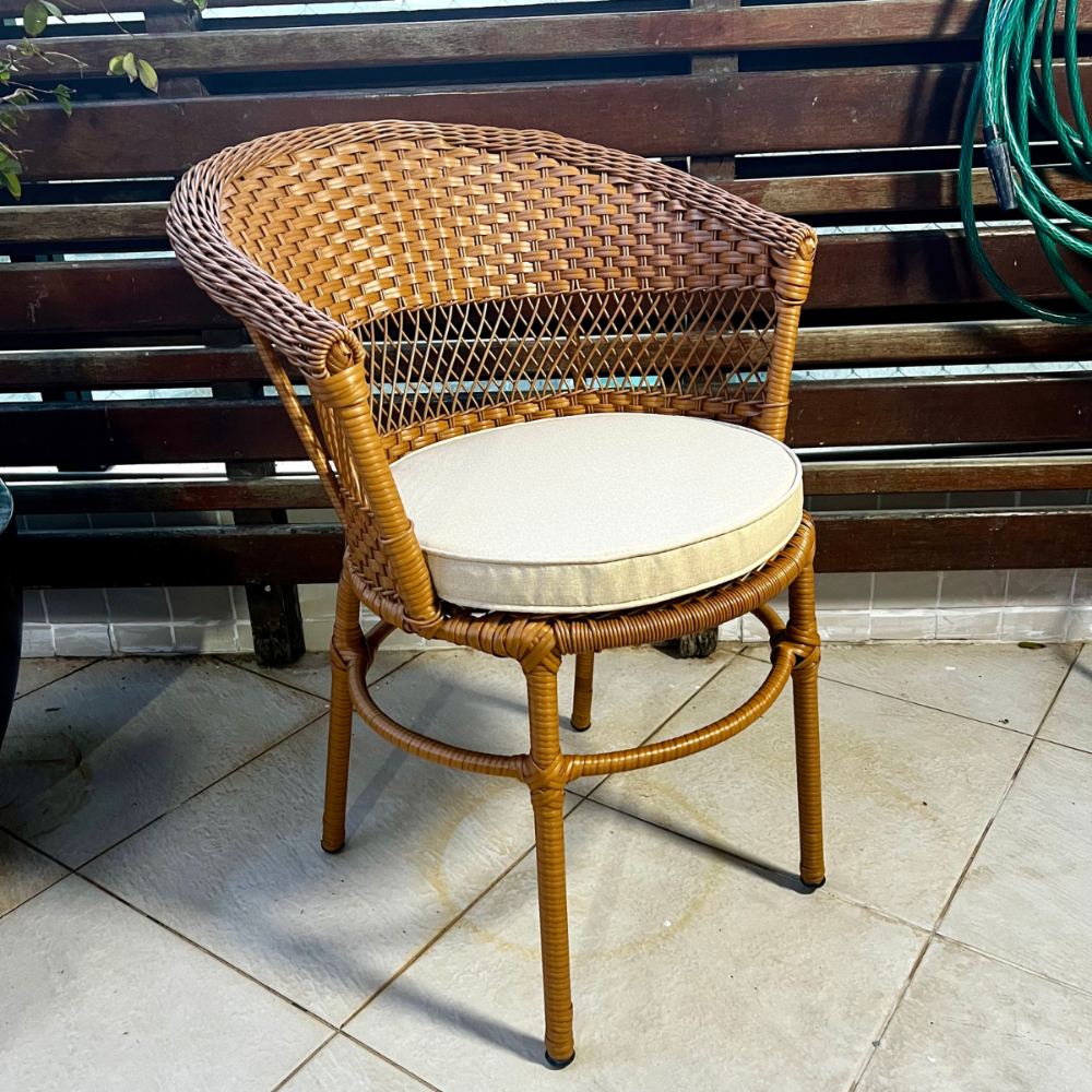 Cadeira Hotel Estrutura de Alumínio Fibra Sintética Vime Vanranda Jardim Piscina Área Externa