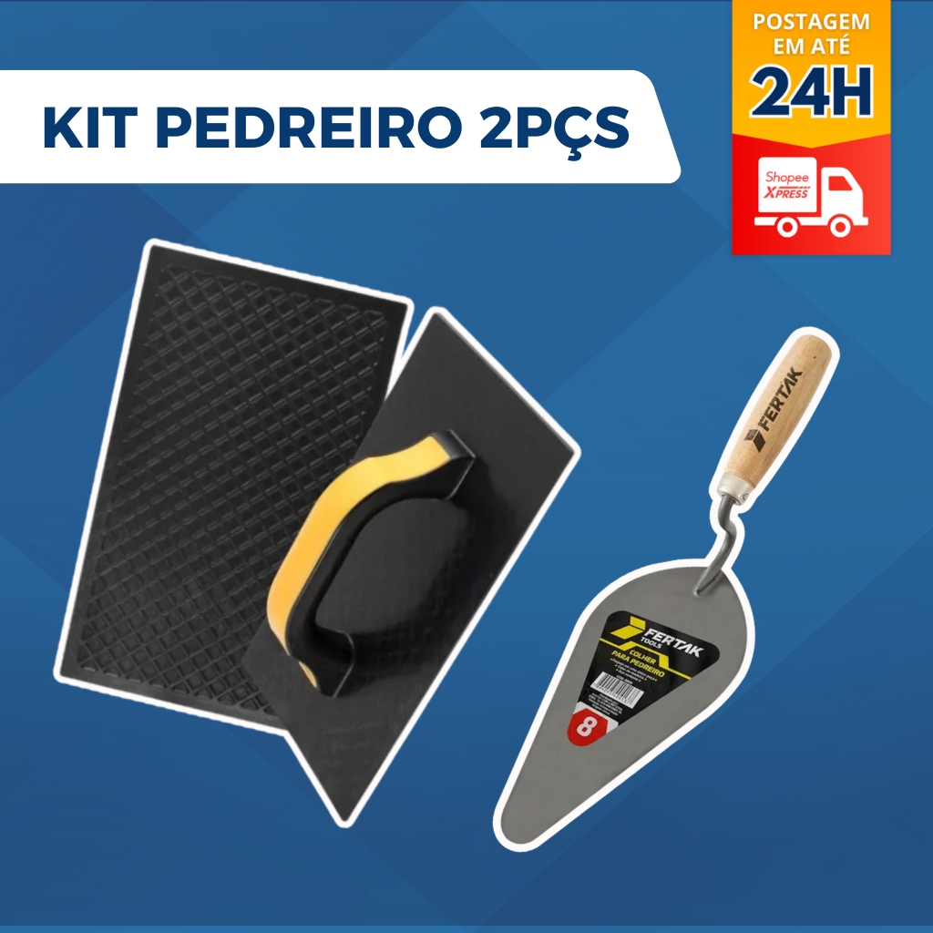 Kit Ferramentas Para Pedreiro Colher 8" + Desempenadeira Envio Ja