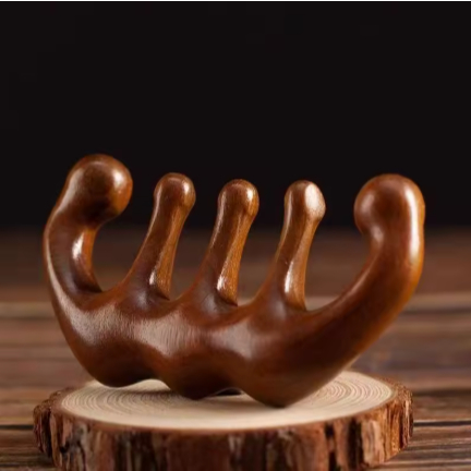 Pente De Massagem Natural Madeira Couro Cabeludo Contra Queda Cabelo Circulaçao