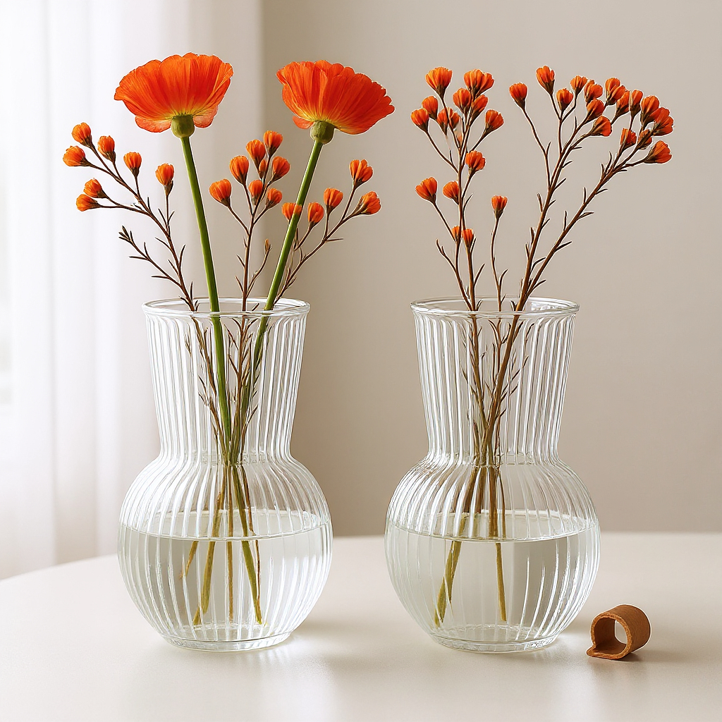 Kit 2 Vaso Decorativo de Vidro Arredondado 17cm Transparente Sala Mesa Flores em Oferta na Shopee