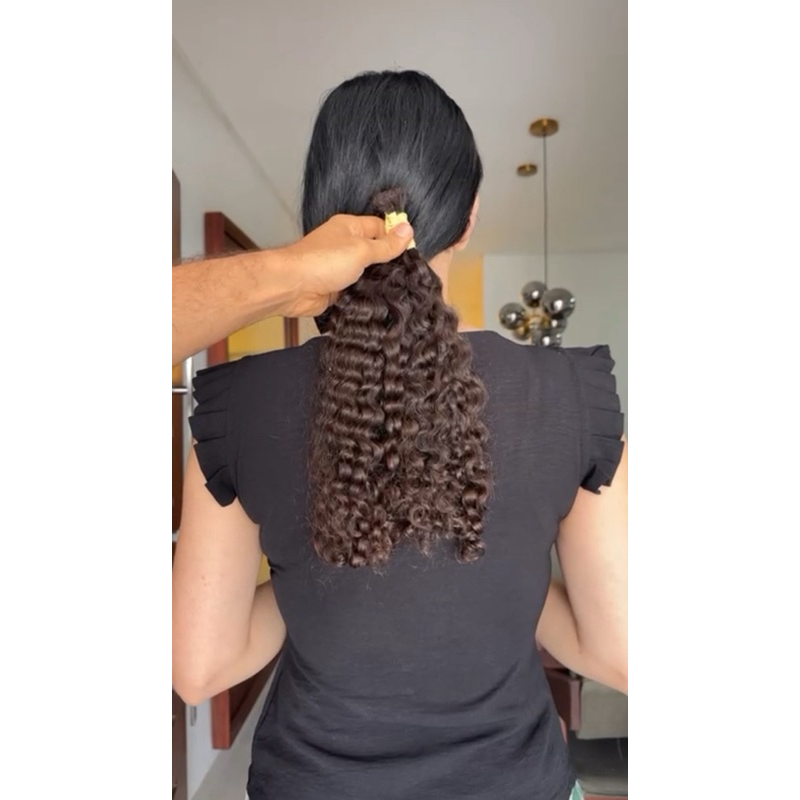 Cabelo Humano Brasileiro do Sul Cacheado Natural 45 Cm 67 Gramas