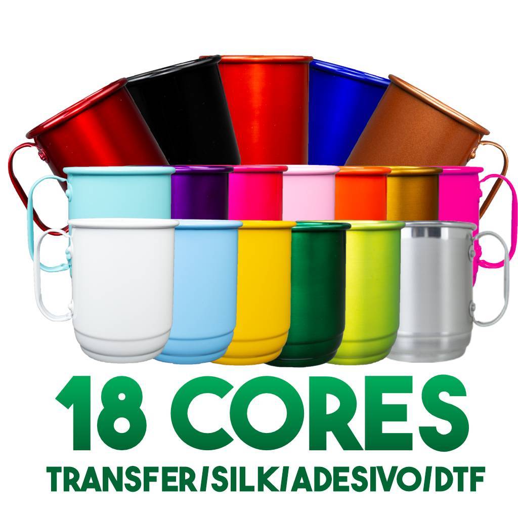 Kit 10 Caneca de alumínio SEM personalização 500ml - para Transfer/Silk/DTF