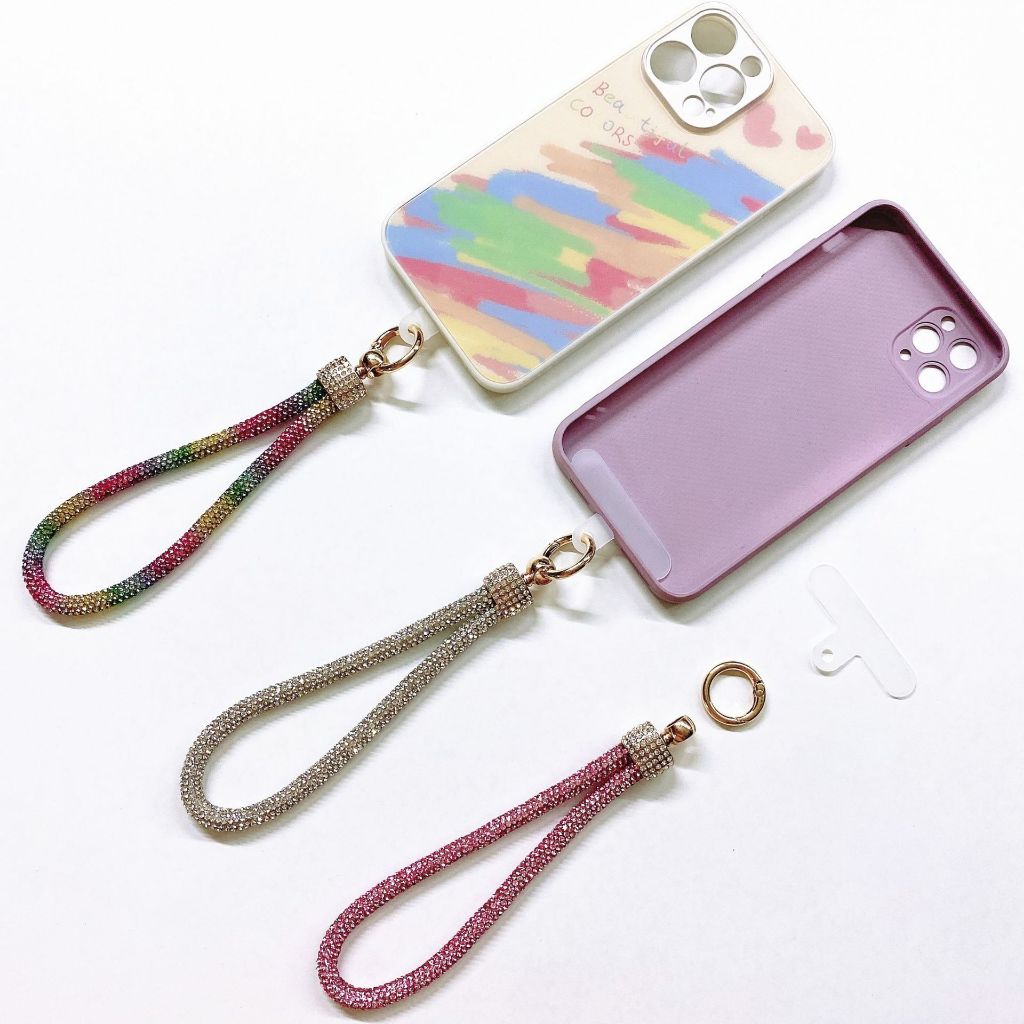 Corrente de Celular com Strass Brilho，Cordão Luxuoso Com Strass E Brilho Estilo Pulso Curto , Bling