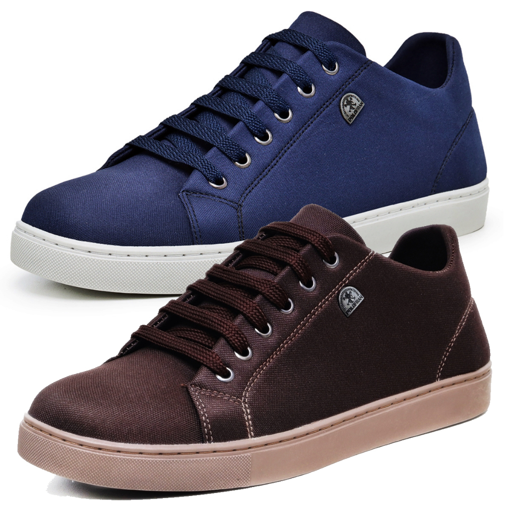 KIT 2 Sapatenis Com Cadarço Confortável Masculino Tenis Social Casual