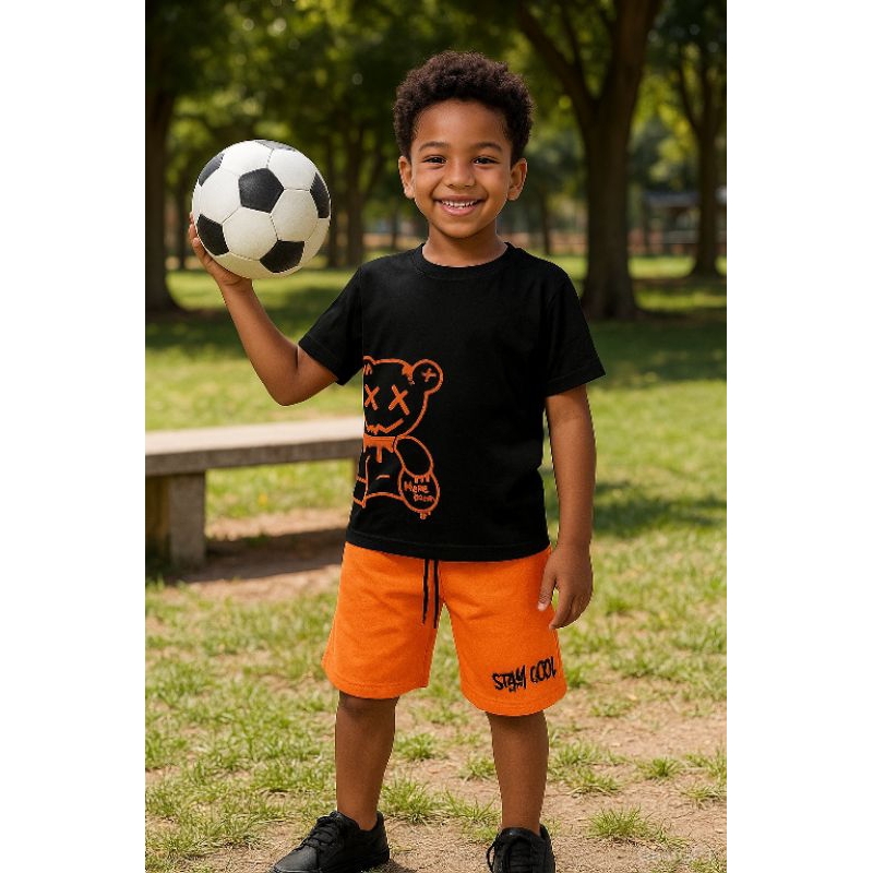 Conjunto verão menino conjunto shorts e camiseta infantil mais vendido - estiloso