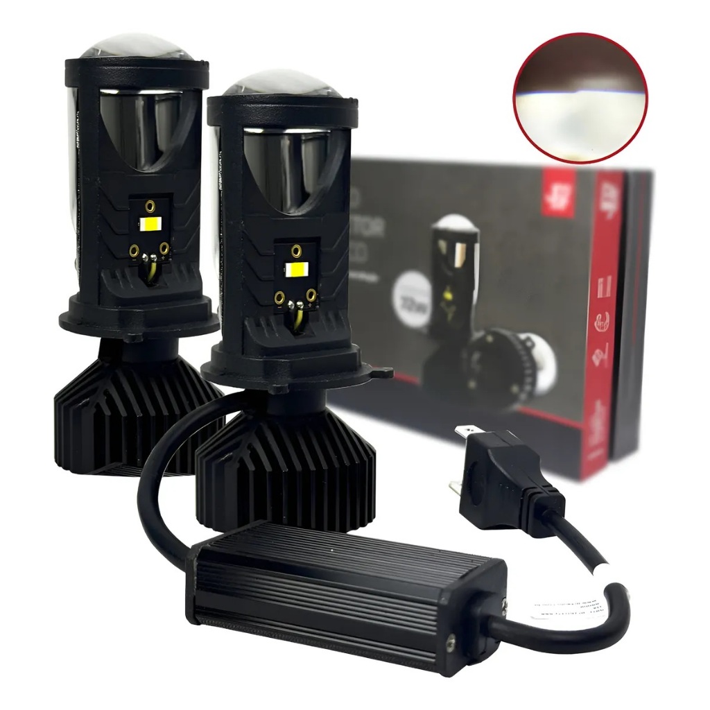 Kit Led H4 Projetor Canhão Elíptico 8500 Lúmens 12/24v 6000k