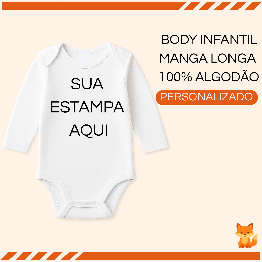 Body Personalizado 100% Algodão Manga Longa DTF Body Bebê em Oferta na Shopee