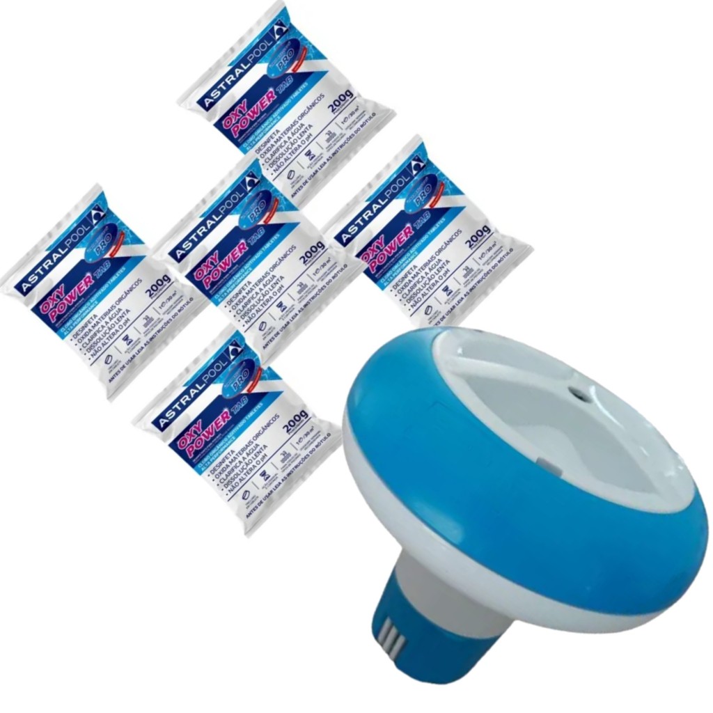Kit Piscina Limpeza Completa Oxy Power 5 em 1 + Clorador Flutuante Piscina