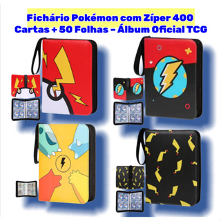 Pokémon Card Book 400 folhas 2x2 pasta de grande capacidade livro de coleção de cartas de couro com zíper em Oferta na Shopee