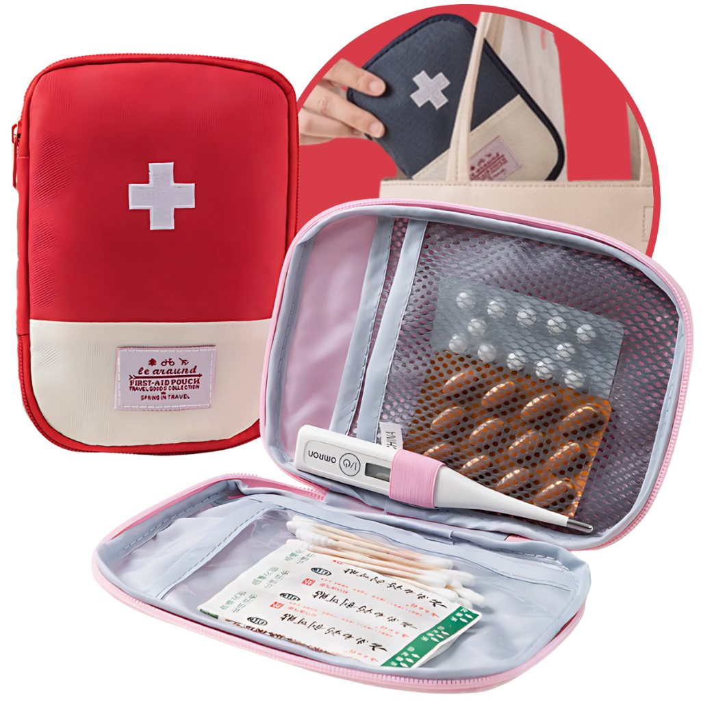Imagem Bolsa Kit Primeiros Socorros Portatil Compacto Necessaire Estojo Porta Remedios Viagens Emergências