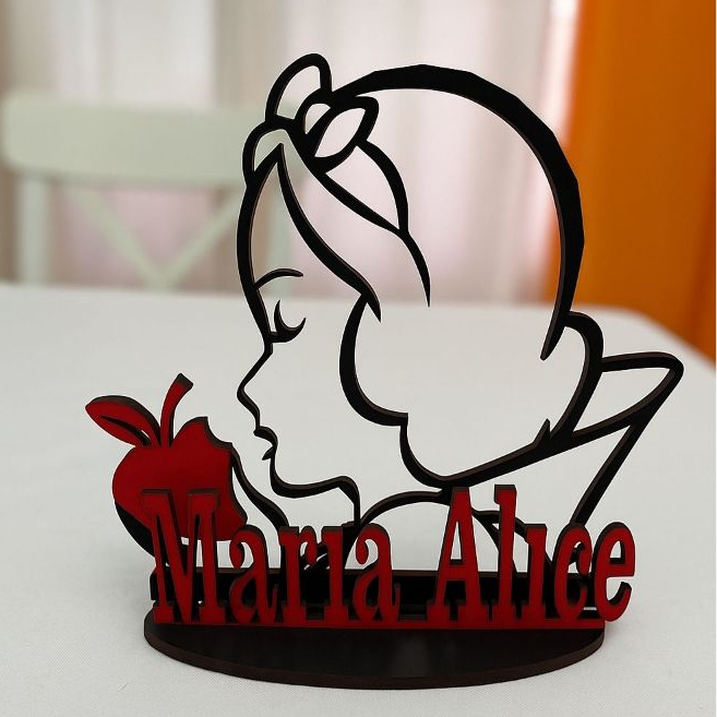 Kit 10 Centros de Mesa Para Festa de Aniversário Tema Branca de Neve Personalizado