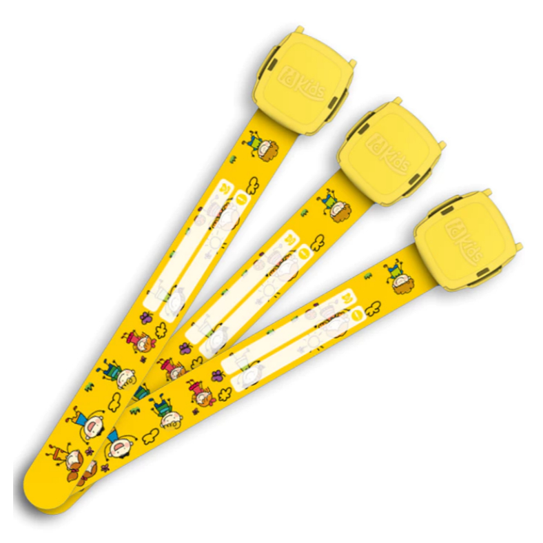 Pulseiras Identificação Infantil 3und Impermeável Estampadas a Prova D'água Reutilizável - AMARELO