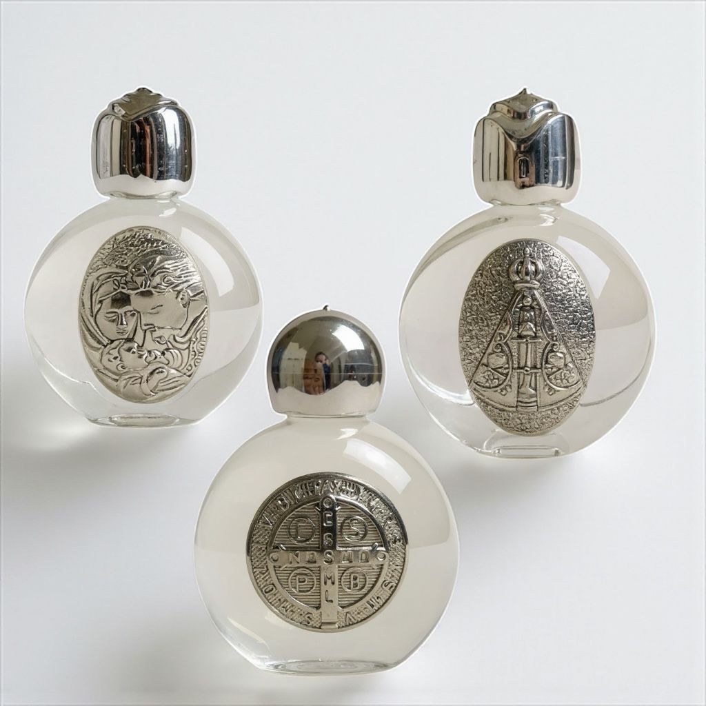 Kit 3 Porta Água Benta Vidrinho Medalha Metal Santos Variados 10ml