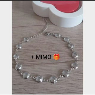 Pulseira Prata Aço inox com pedra cor cristal antialérgica (+ MIMO Brinco Aço Inox)(Redonda Clara) em Oferta na Shopee