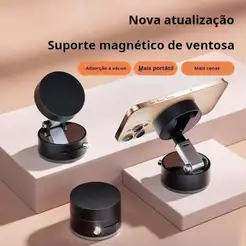 Suporte Magnético 360° para Celular no Carro, Dobrável, Vácuo Ajustável, Universal, Mesa