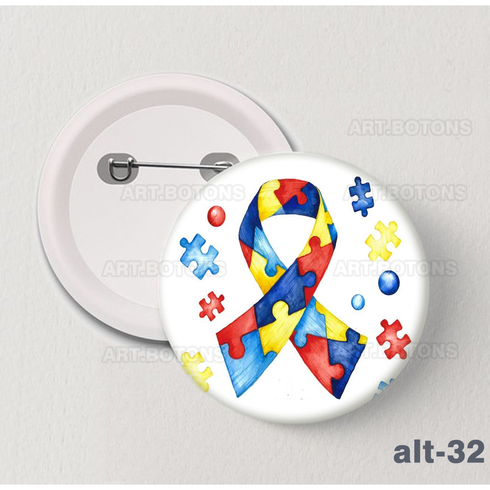 10 a 40 Botons Transtorno do Espectro Autista, Autismo Tm 3,5cm e 4,5cm