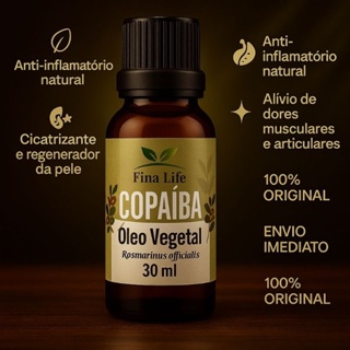 Óleo de copaiba da Amazônia 30 ml fina life 100% natural em Oferta na Shopee