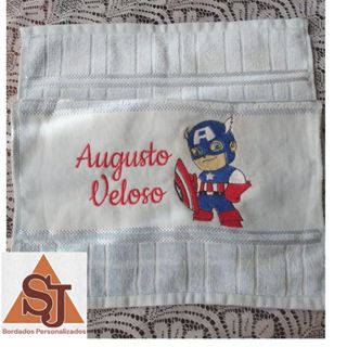 Toalha Bordada Personalizada de  Mão/Boca /Lavabo Capitão America e com Nome para presentear em Oferta na Shopee