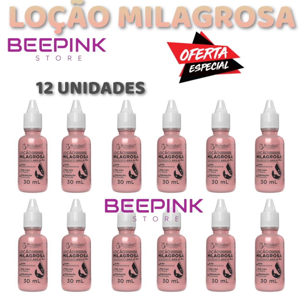 kit 12 Unid Hidratante Loção Milagrosa Desodorante Pés e Mãos 30ml - Bio instinto em Oferta na Shopee