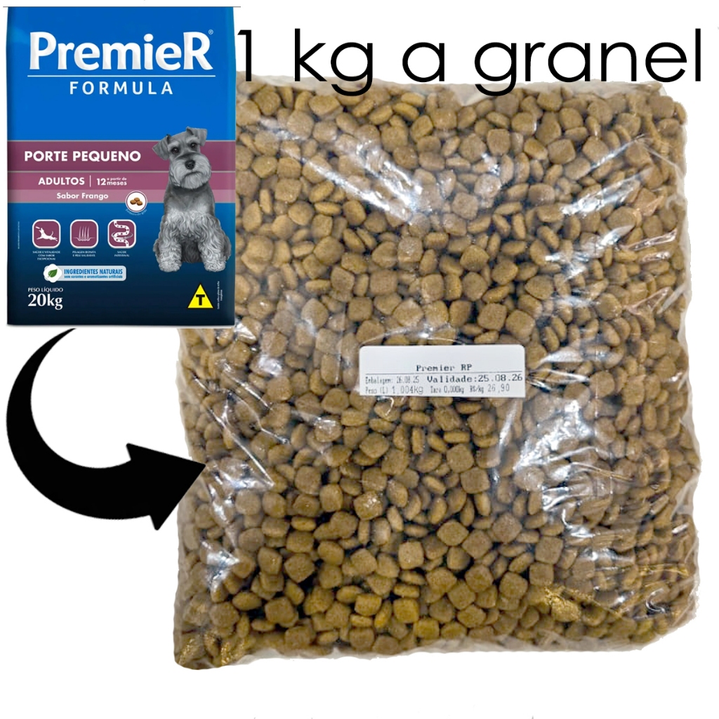 Ração caes premier 1 kg formula adultos porte raças pequenas frango cachorro dog super premium natural pet saude natural