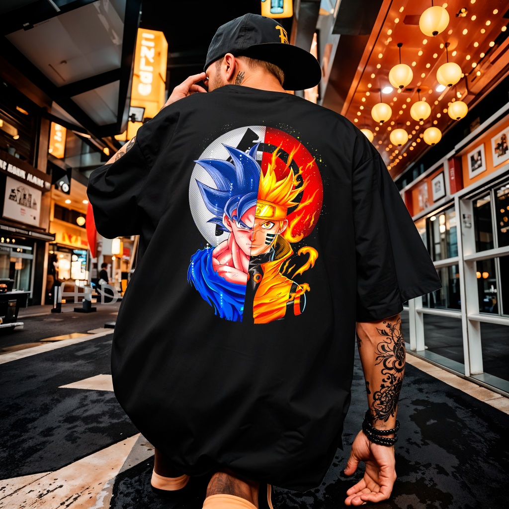 Camiseta Oversized Unissex Anime Treino Desenho Academia Gola Alta Larga Treino Grande Estampado