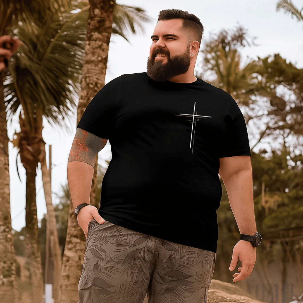 Camiseta Plus Size Masculina Cristã Estampada Cruz Algodão 100% Premium Manga Curta Casual Blusa Academia Camis em Oferta na Shopee