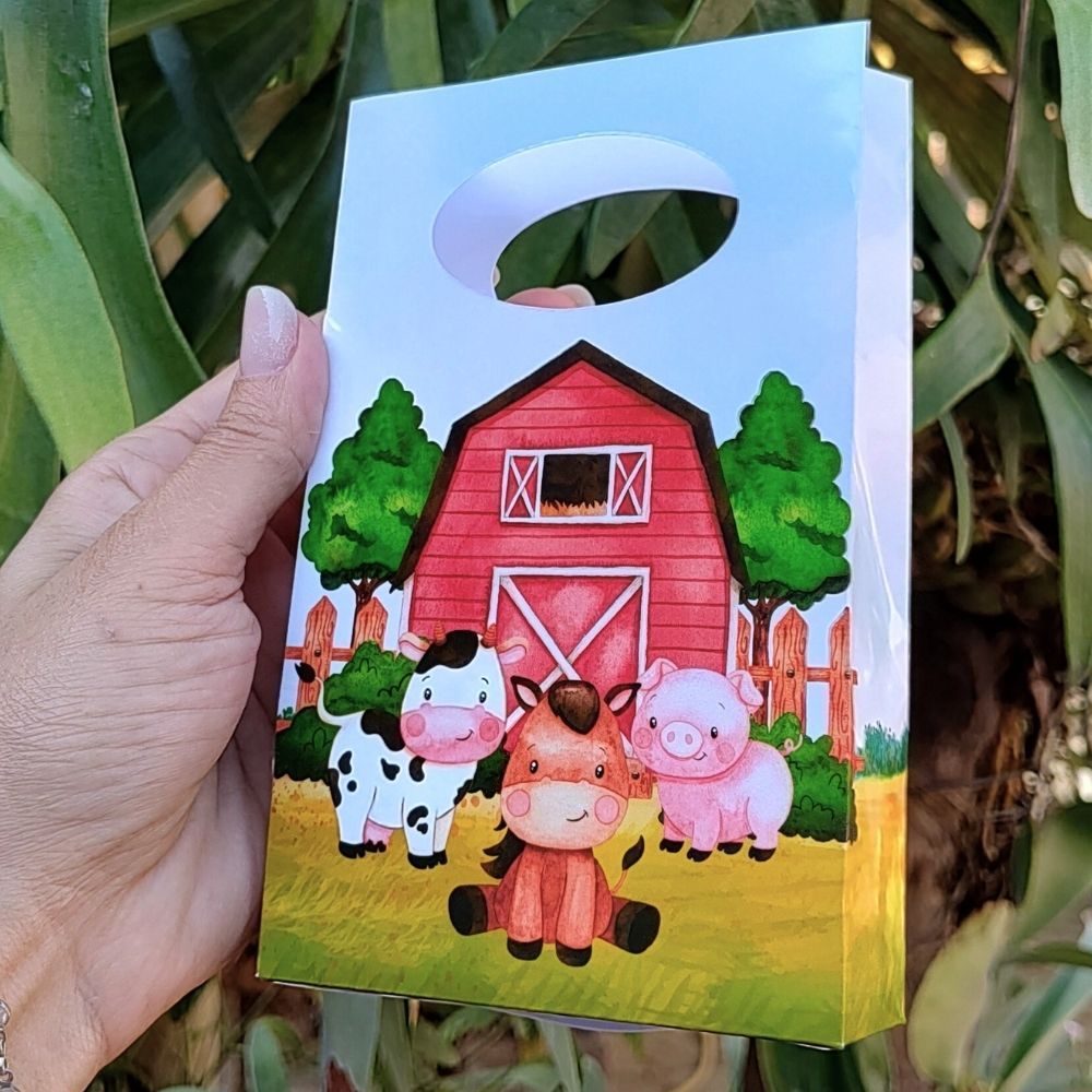 Sacolinha P Fazendinha Animais Fazenda Festa Lembrancinha Infantil Aniversário Pegue e Monte
