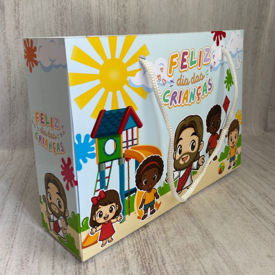 Sacolinha Surpresa G "Feliz dia das Crianças"  Personalizada com nome Festa Infantil Chá Aniversário Lembrancinhas