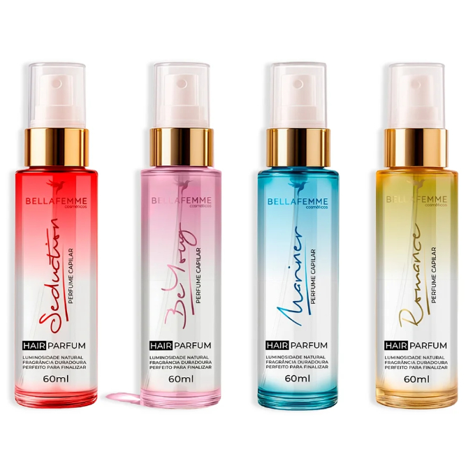 Perfume Capilar Bella Femme 60ml – Perfume para Cabelos com 4 Fragrâncias