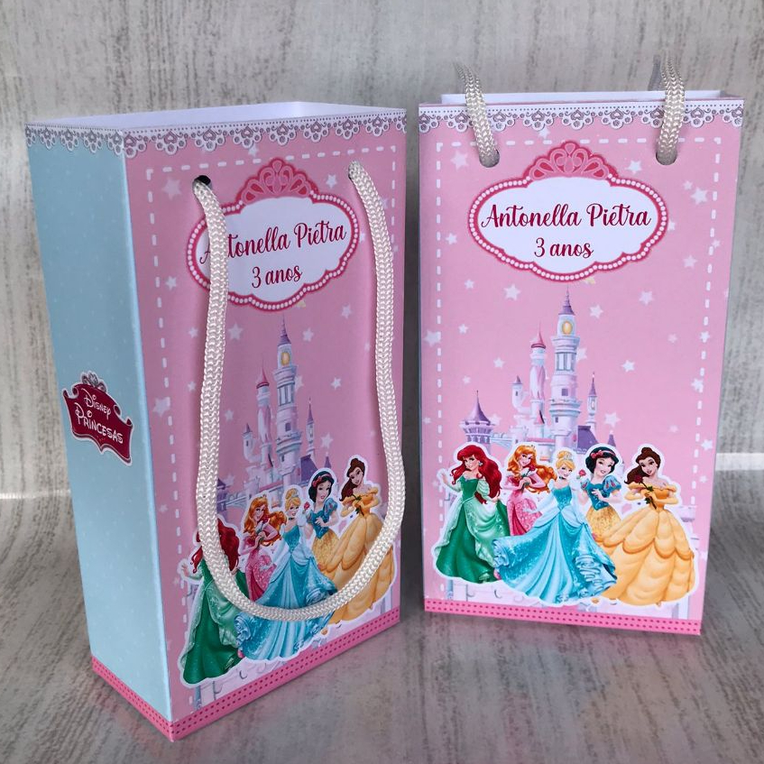 Sacolinhas Surpresas P Princesas Personalizada com nome Festa Infantil Chá Aniversário Lembrancinhas