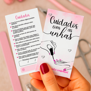 Cartão de Cuidados Alongamento de Unhas – Ideal para Manicure e Pedicure – Pronta Entrega em Oferta na Shopee