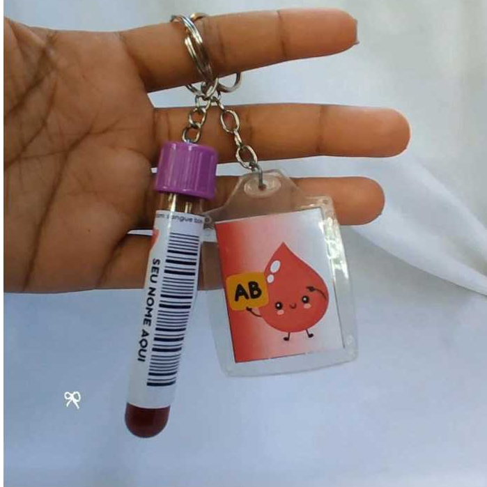 Chaveiro Personalizado em Formato de Tubo de Sangue e Chaveiro de acrílico– EDTA,Soro ou Citrato+ Nome e Tipo Sanguíneo em Oferta na Shopee