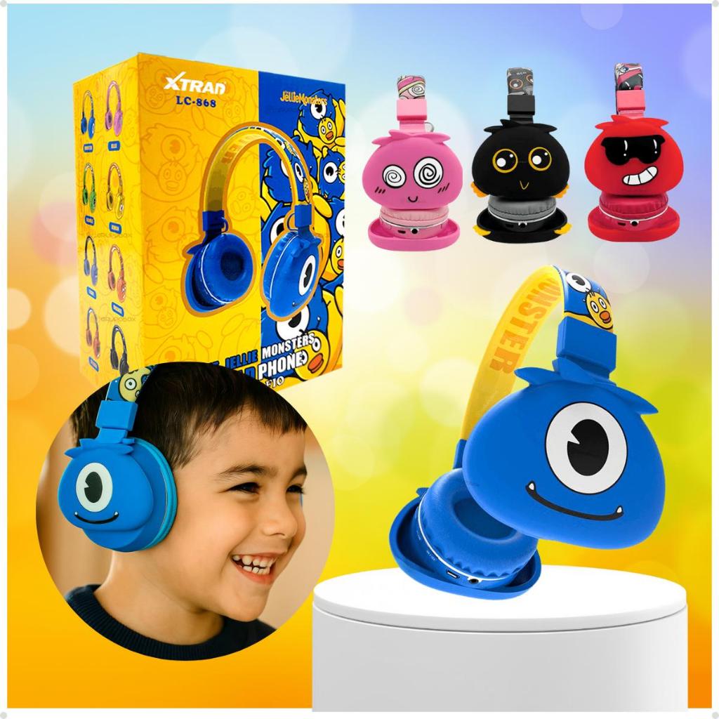 Fone De Ouvido Infantil Bluetooth Sem Fio Recarregavel Headset Monster Com Microfone
