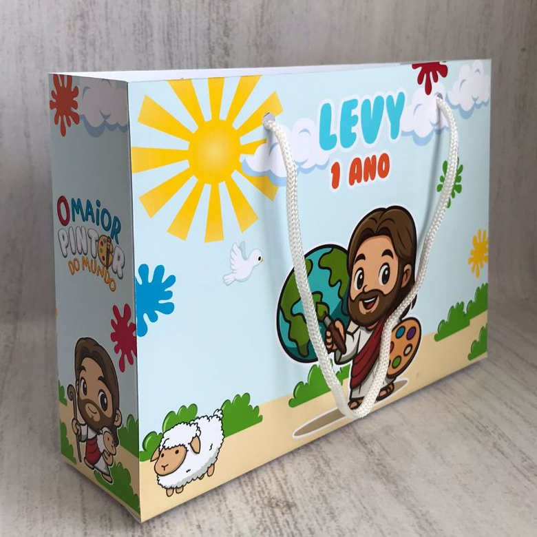 Sacolinha Surpresa G O MAIOR PINTOR DO MUNDO JESUS Personalizada com nome Festa Infantil Chá Aniversário Lembrancinhas