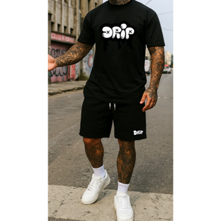 Conjunto Camiseta e Short Tectel Carnaval Drip Verão Praia Promoção em Oferta na Shopee