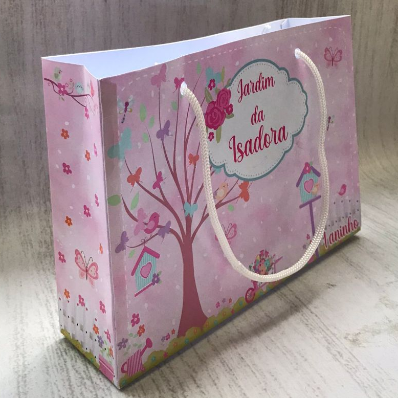 Sacolinha Surpresa G JARDIM ENCANTADO/Borboleta Personalizada com nome Festa Infantil Chá Aniversário Lembrancinhas