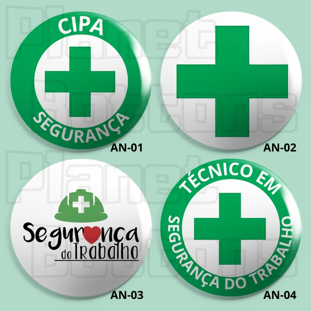 Bottons SEGURANÇA NO TRABALHO CIPA - Boton / Button / Botum / Broche / Pin - 3,8cm e 5,5cm.