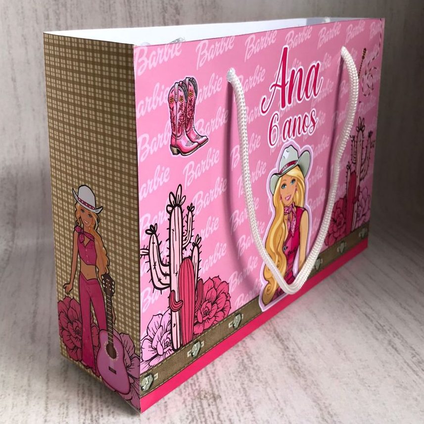 Sacolinha Surpresa G Barbie Boiadeira/girl Personalizada com nome Festa Infantil Chá Aniversário Lembrancinhas