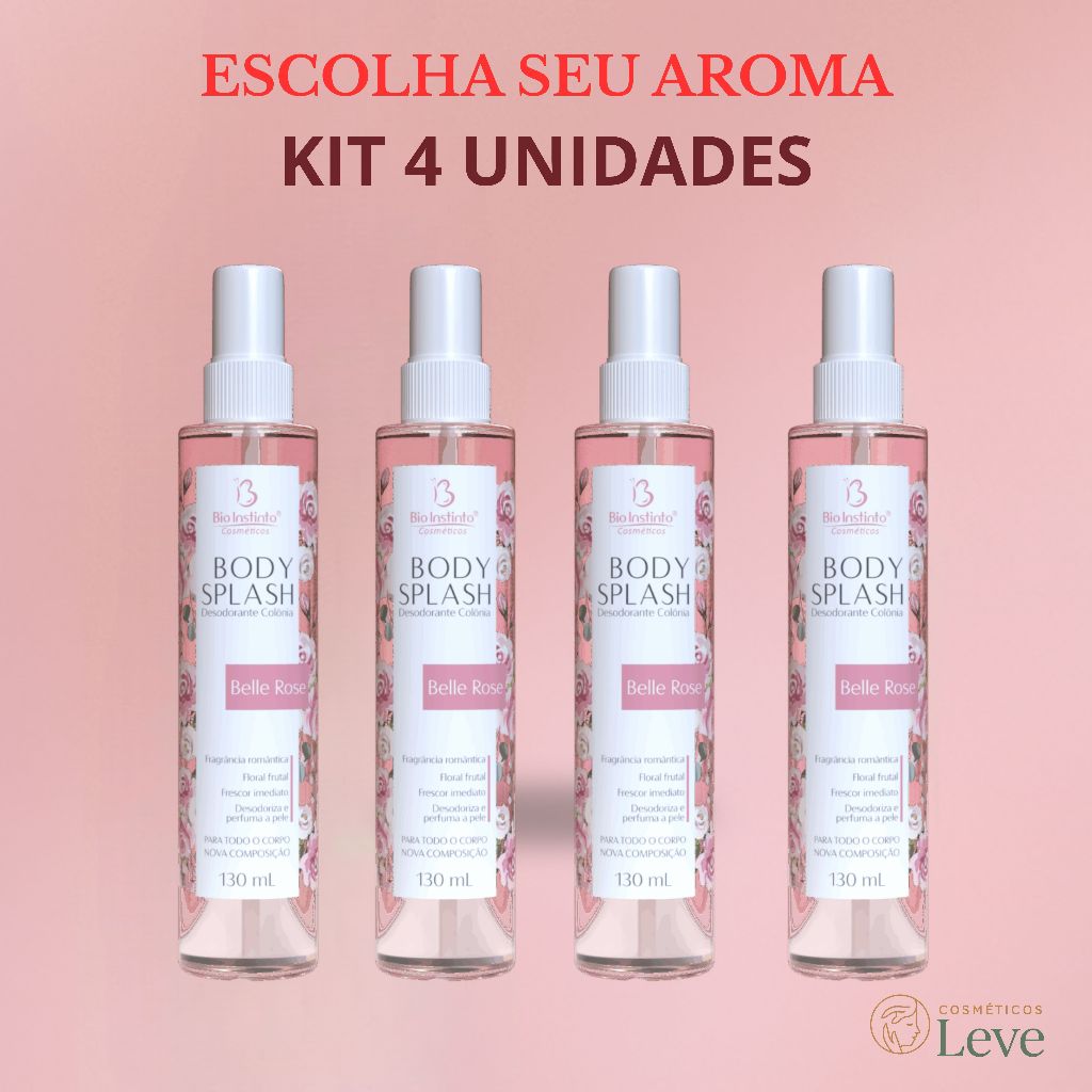 4 Body Splash Perfume Suave para o Dia a Dia Kit Escolha seu Aroma 130ml em Oferta na Shopee
