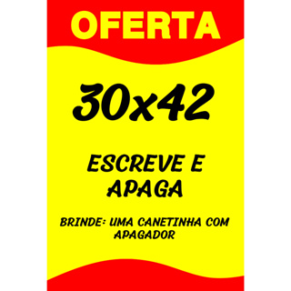 Kit 05 Cartaz Reutilizável de Oferta Promoção A3 30x42cm Papel Laminado Grosso + Caneta Apagável em Oferta na Shopee