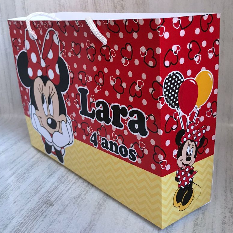 Sacolinha Surpresa G Minnie Vermelha Personalizada com nome Festa Infantil Chá Aniversário Lembrancinhas