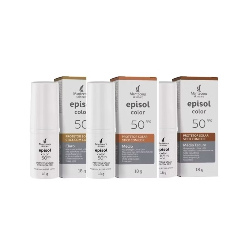 Protetor Solar Facial Stick com Cor Episol Color FPS50 – Mantecorp Skincare 18g