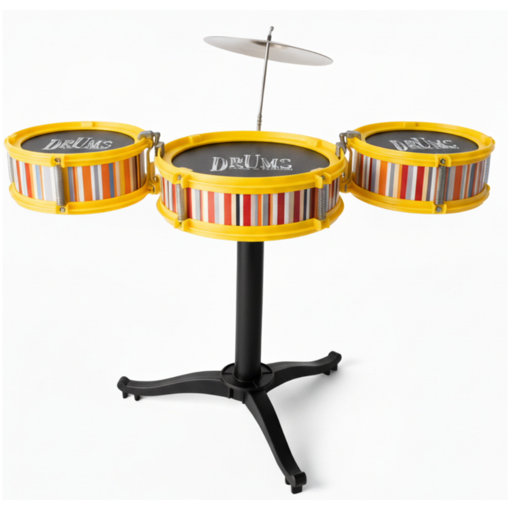 Bateria Musical Infantil Completa com Prato Tambor + Baquetas Star Wellkids Presente Crianças Oferta