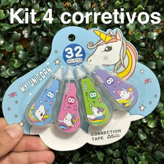 Kit 4 Fitas Corretivos Fofa Media Kawaii Branquinho Material Escolar Papelaria fofa em Oferta na Shopee