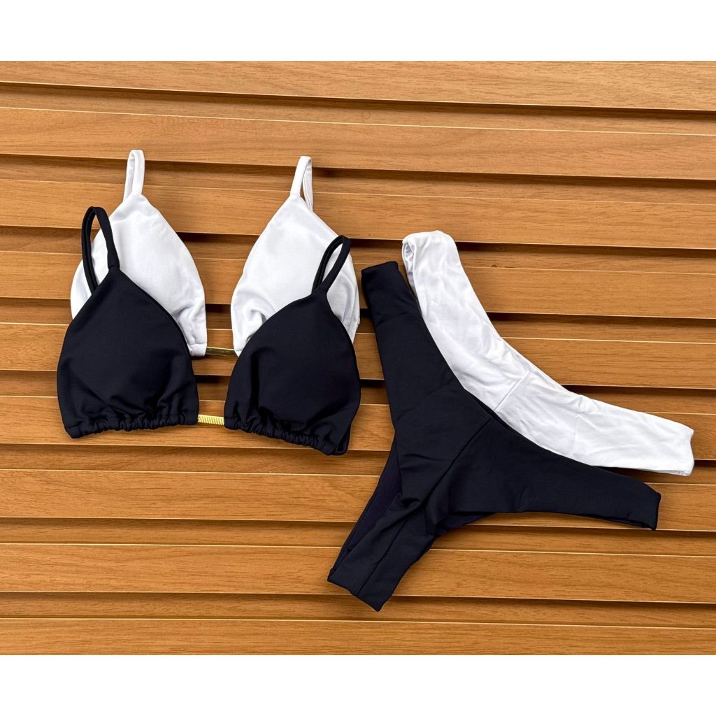 Kit 2 Biquínis Asa Delta Calcinha fio duplo bojo removível busto cortininha