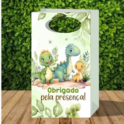 Sacola Dino Baby 1 - Festa Infantil - Sacolinha P - Lembrancinha - Pegue e Monte - Dinossauro - Sacolinha - Decoração