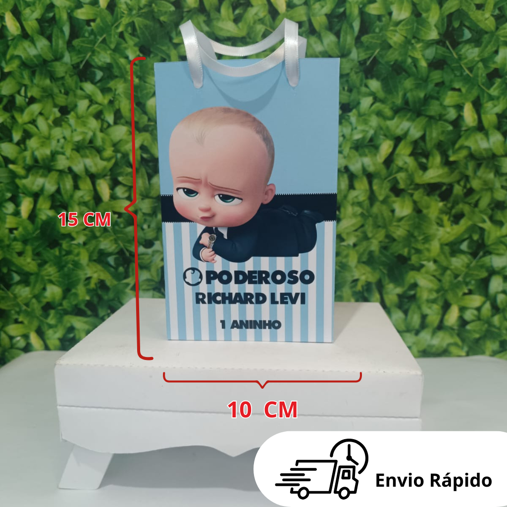 Lembrancinha sacolinha surpresa personalizada no tema o poderoso chefinho 10x15x4cm para festa infantil