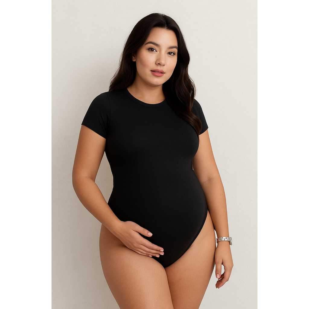 Body Gestante Gola Redonda Plus Size Manga Curta com Fecho em Oferta na Shopee
